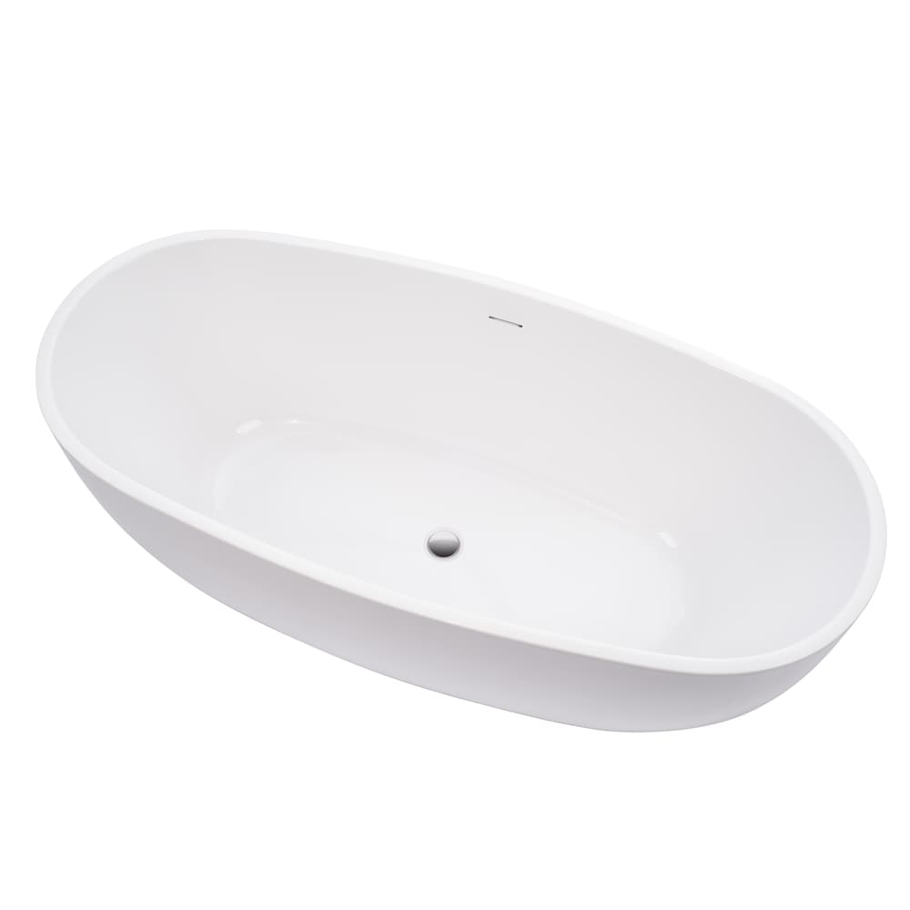 Baignoire autoportante en acrylique de 59 pouces avec trop-plein en chrome poli et drain escamotable VA6906-S
