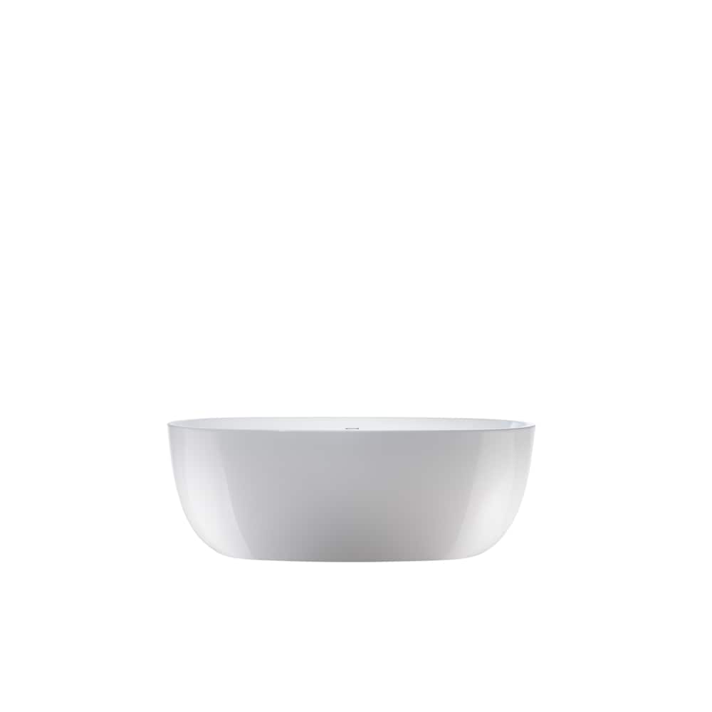 Baignoire autoportante en acrylique de 59 pouces avec trop-plein en chrome poli et drain escamotable VA6906-S