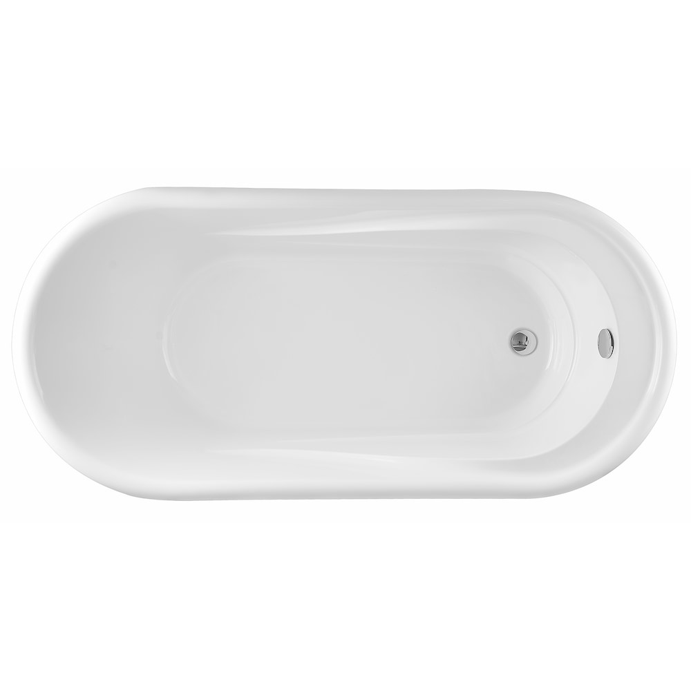 Baignoire autoportante en acrylique de 67 pouces avec trop-plein en chrome poli et drain escamotable VA6909-L