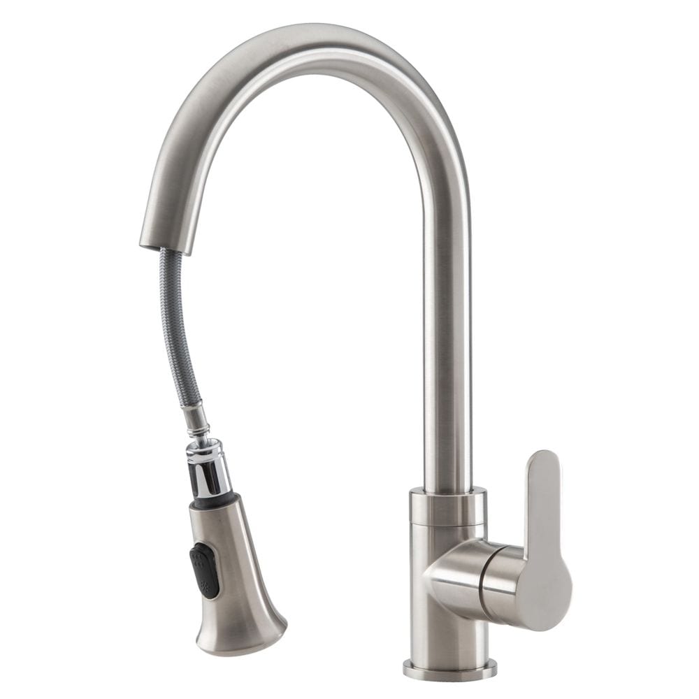Rivella Single-Handle Pull-Down Kitchen Faucet with Dual Spray in Brushed Nickel