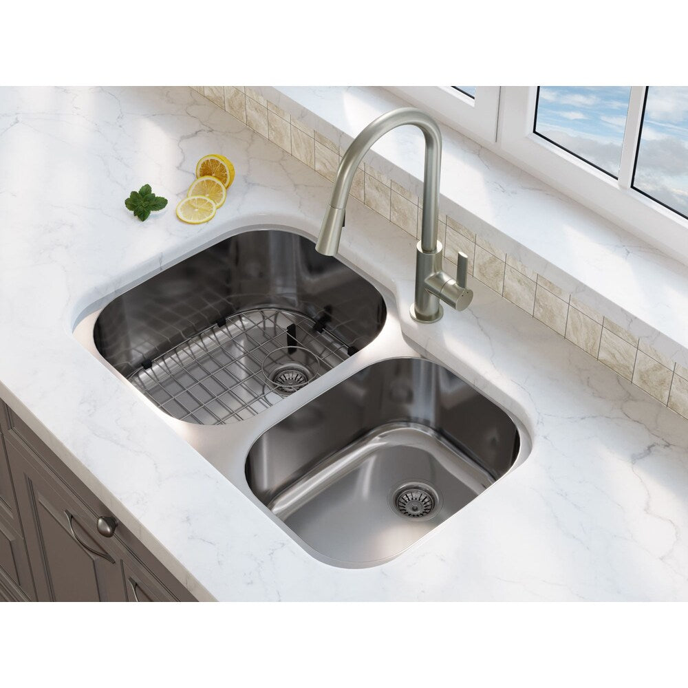 Aria Single-Handle Pull-Down Kitchen Faucet with Dual Spray in Brushed Nickel