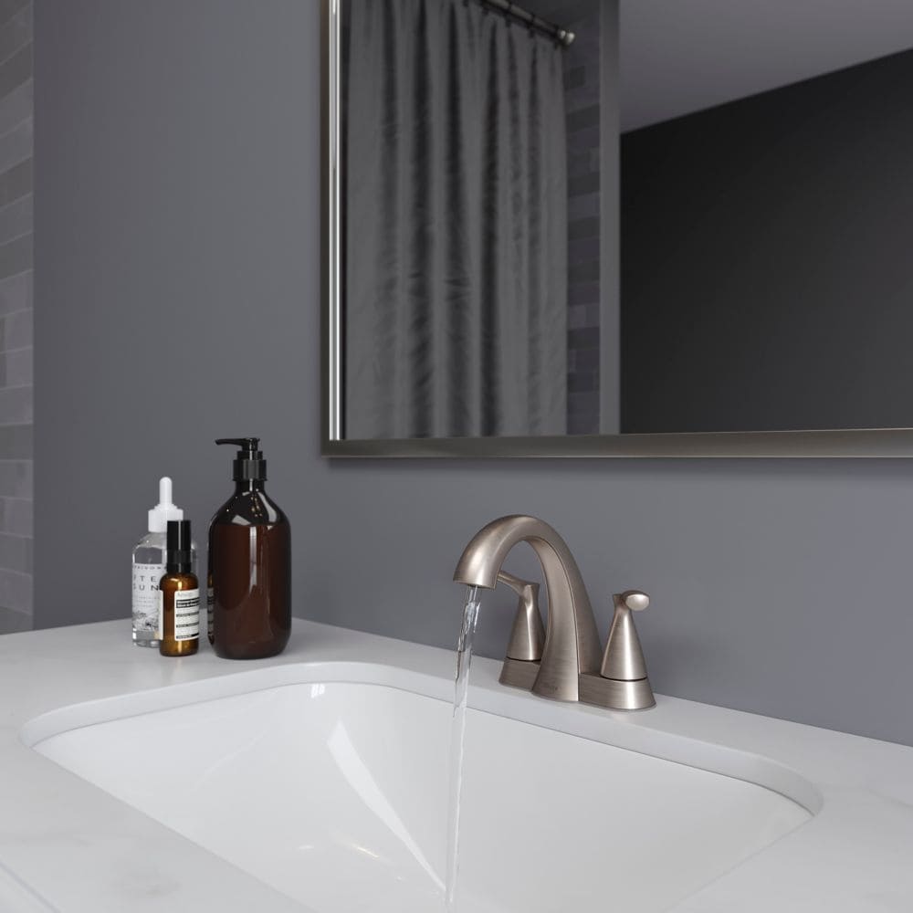 Robinet de lavabo de salle de bain Masey à 2 poignées et 4 pouces en nickel brossé