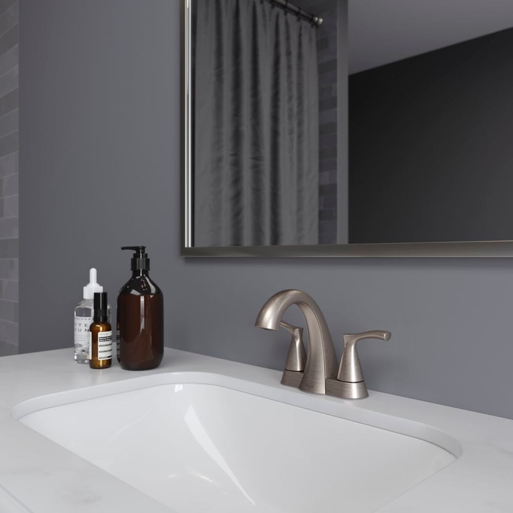 Masey 2-Handle 4-inch Centerset Brushed Nickel Bathroom Sink Faucet/Tap