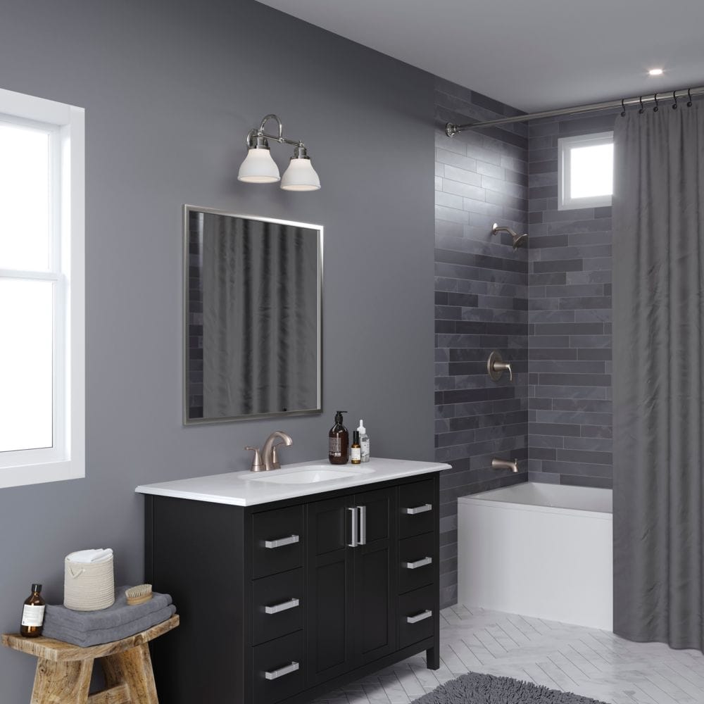 Robinet de lavabo de salle de bain Masey à 2 poignées et 4 pouces en nickel brossé