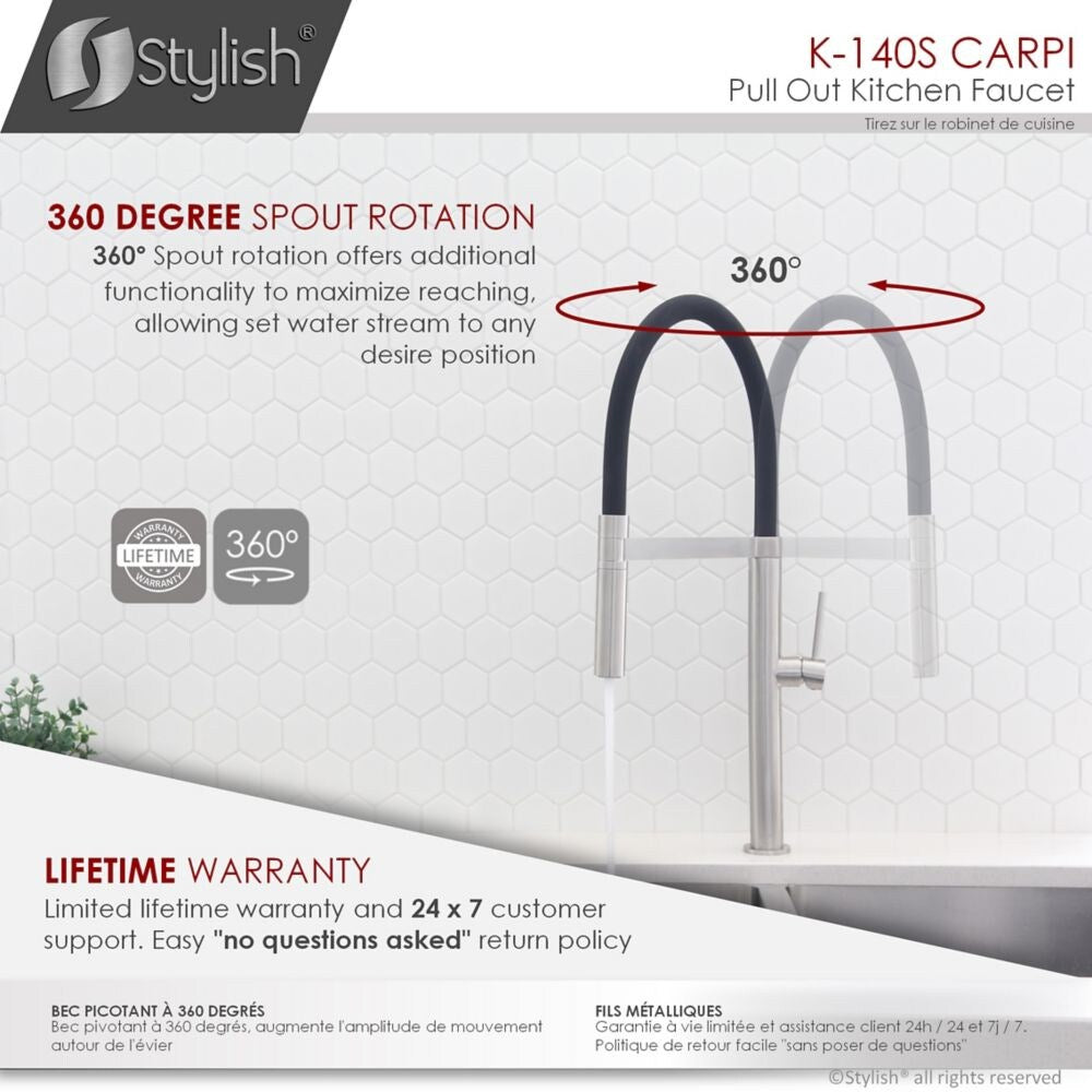 Pull Out Single Handle Stainless Steel Kitchen Faucet
