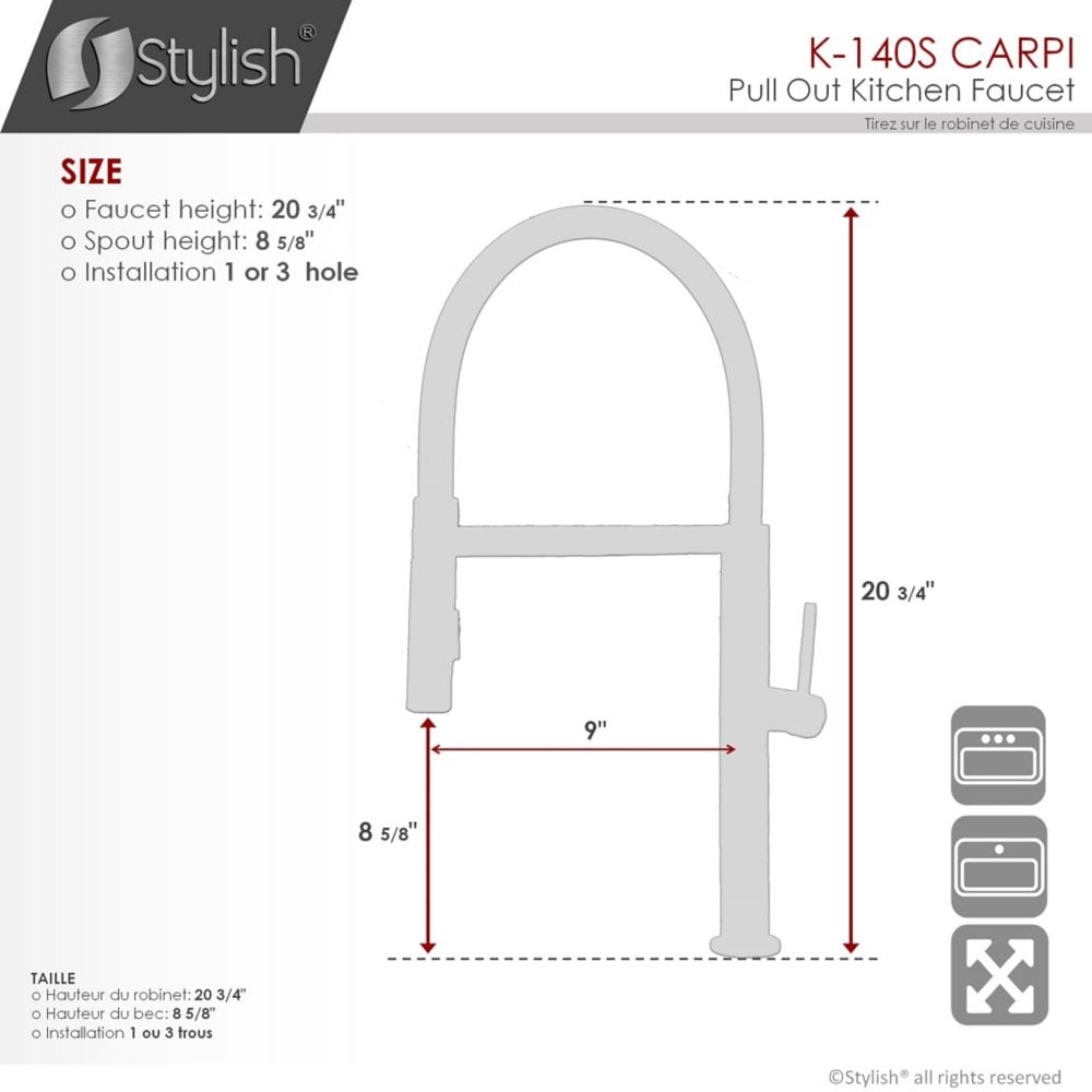 Pull Out Single Handle Stainless Steel Kitchen Faucet