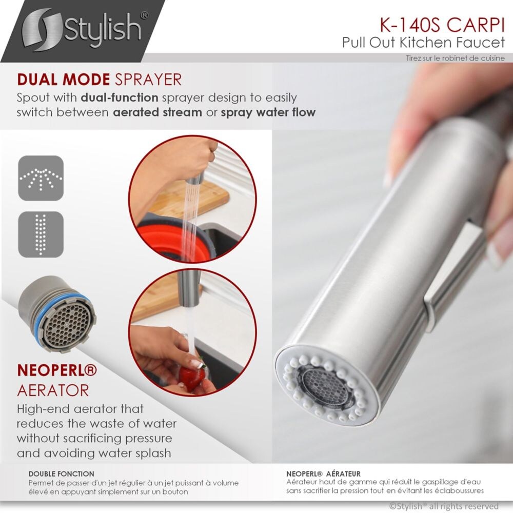Pull Out Single Handle Stainless Steel Kitchen Faucet