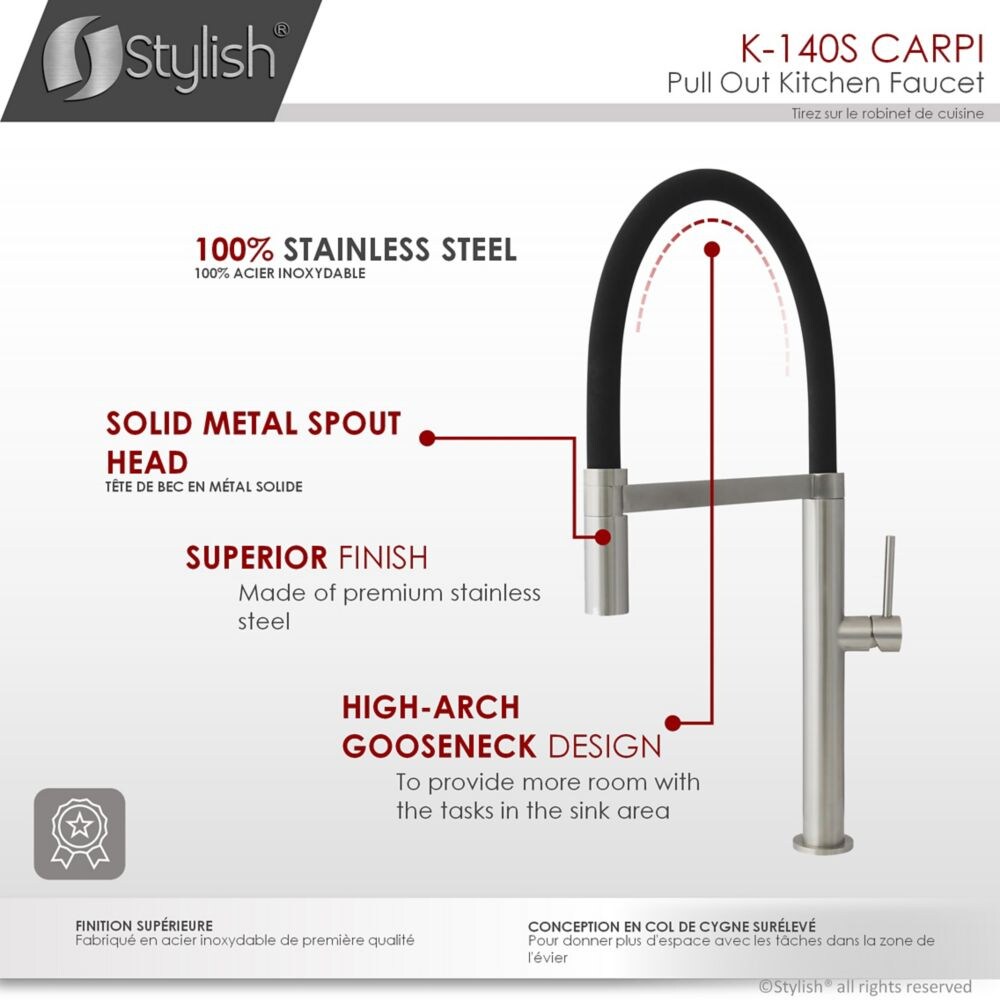 Pull Out Single Handle Stainless Steel Kitchen Faucet