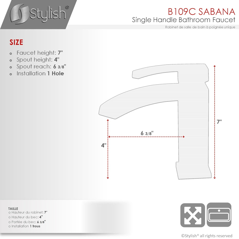 Modern Single Handle Polished Chrome Bathroom Faucet