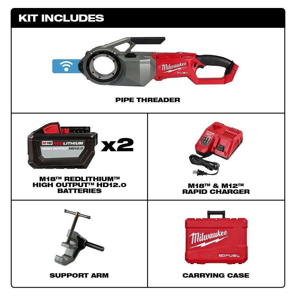 Kit d'enfilage de tuyaux sans fil M18 FUEL ONE-KEY avec (2) batteries 12,0 Ah et étui