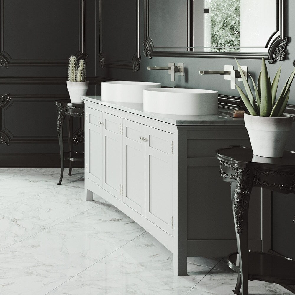 Robinet de salle de bain mural à poignée unique Atticus en nickel brossé