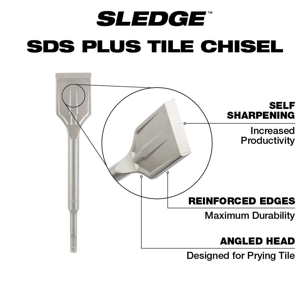 Ciseau à carreaux en acier SDS-Plus SLEDGE de 1 7/8 po en acier
