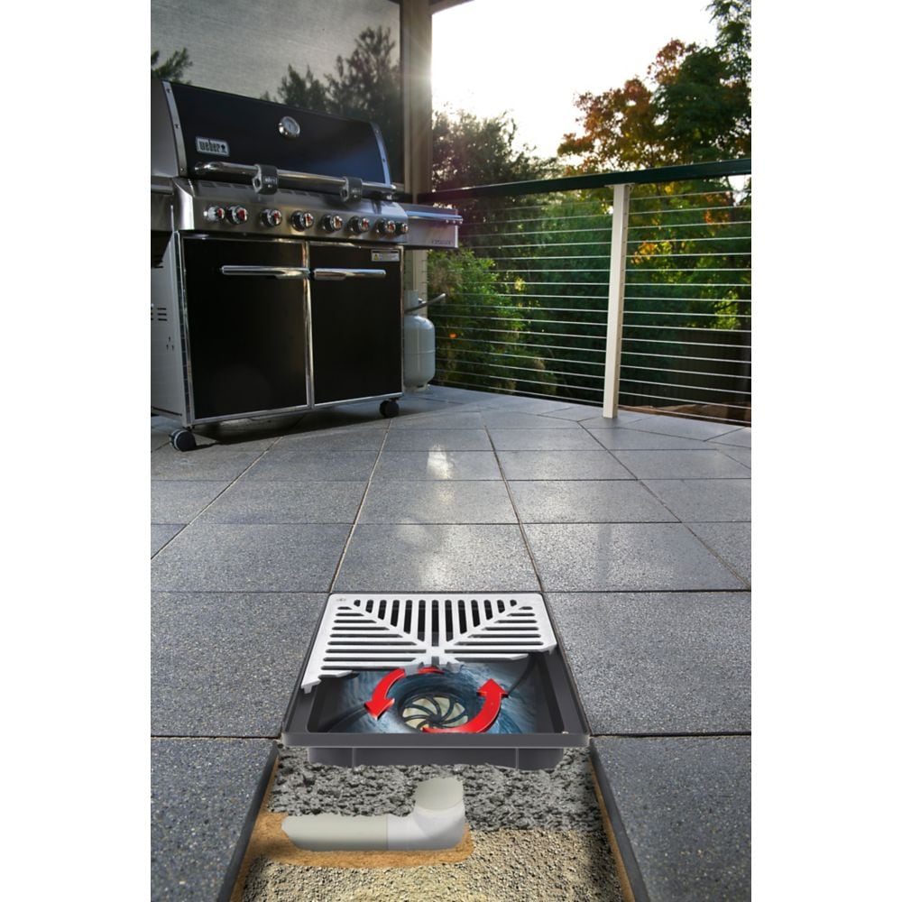 12 in. Square Low Profile Drainage Catch Basin with Aluminum Grate