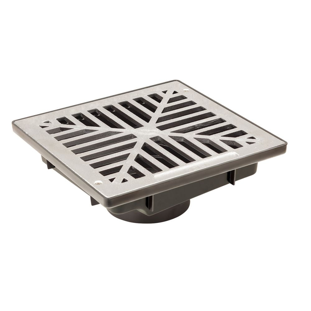 9 in. Square Low Profile Drainage Catch Basin with Aluminum Grate