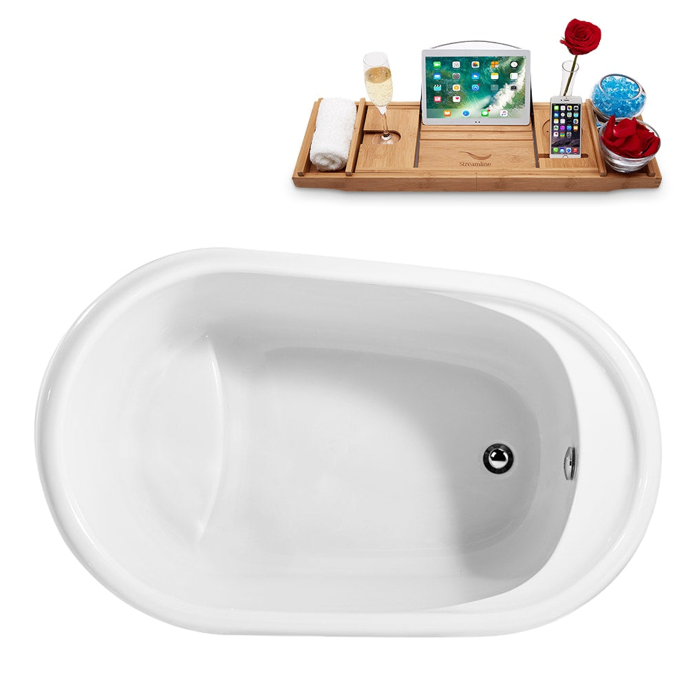 Baignoire autoportante et plateau Streamline N-2040-51FSWH-FM de 51 pouces avec drain interne