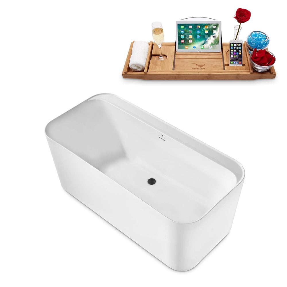 59 inch Streamline N2100BL Freestanding Tub and Tray With Internal Drain