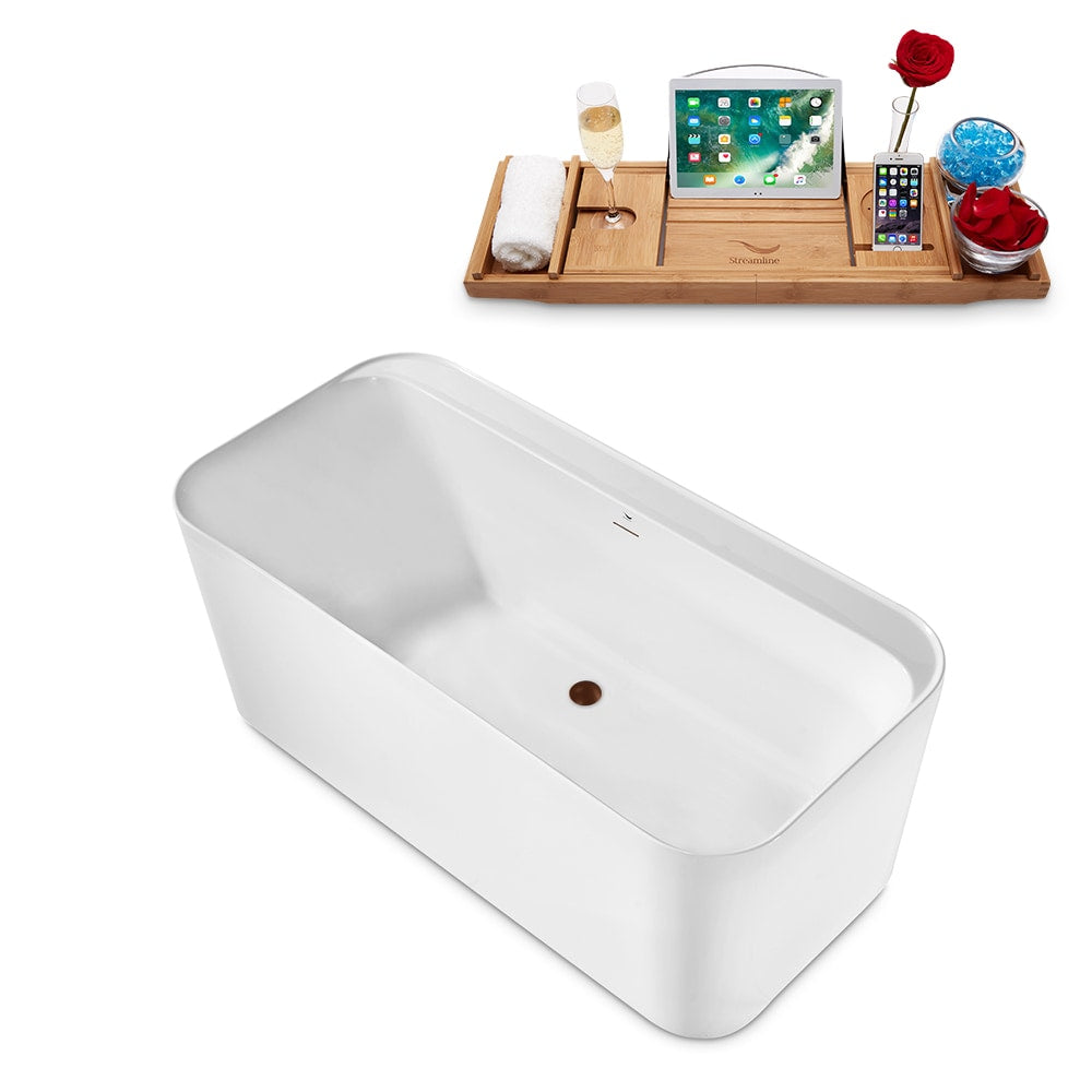 59 inch Streamline N2100ROB Freestanding Tub and Tray With Internal Drain