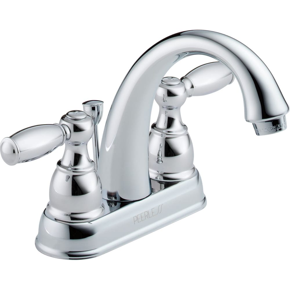 2 Handle Centerset Bathroom Sink Faucet with Curved Spout in Chrome
