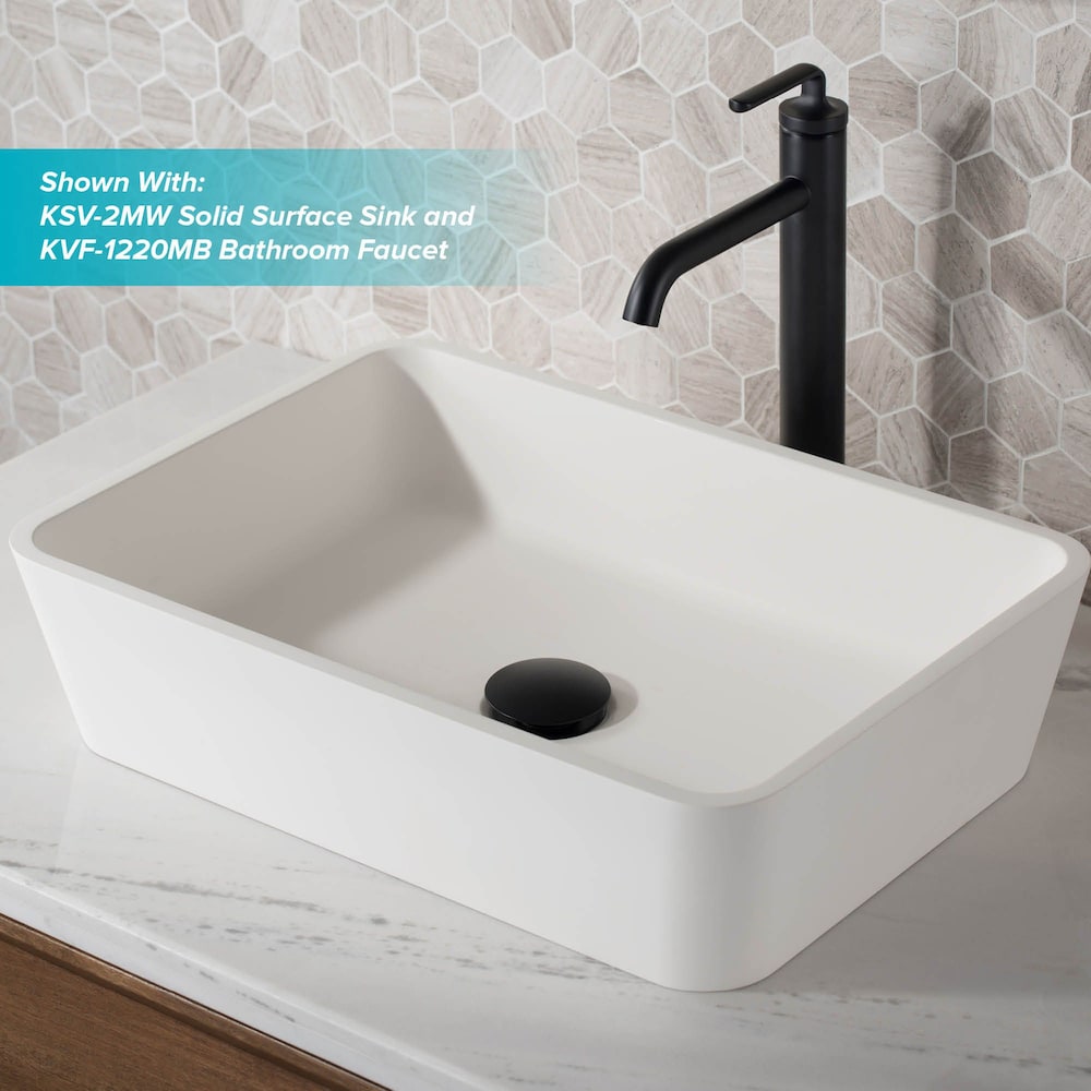 Bonde escamotable pour lavabo de salle de bain sans trop-plein en noir mat