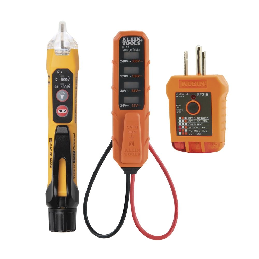 3-Piece AC/DC Voltage Tester, Non-Contact Voltage Tester and Outlet Tester Tool Set