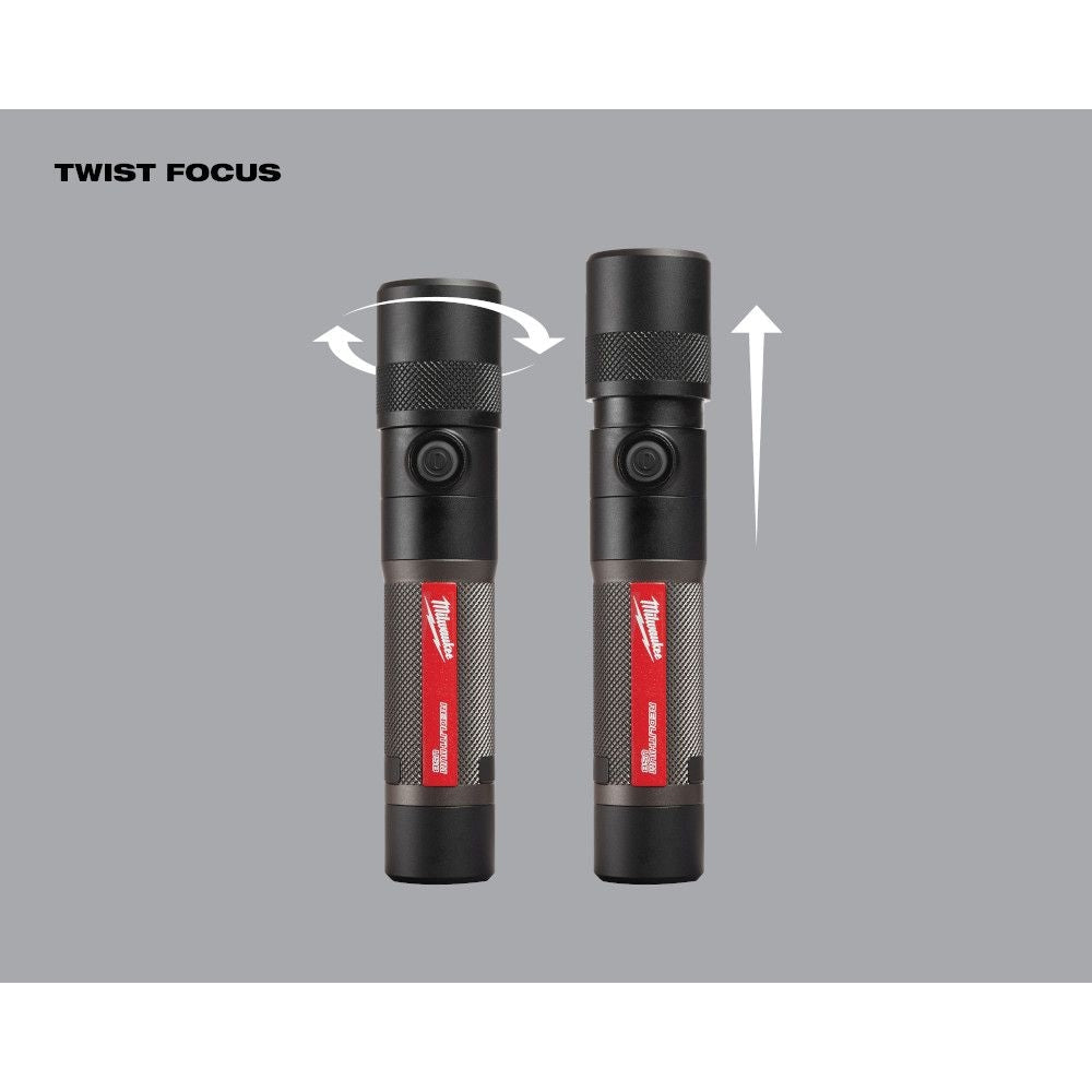 1100 Lumens LED USB Rechargeable Twist Focus Flashlight