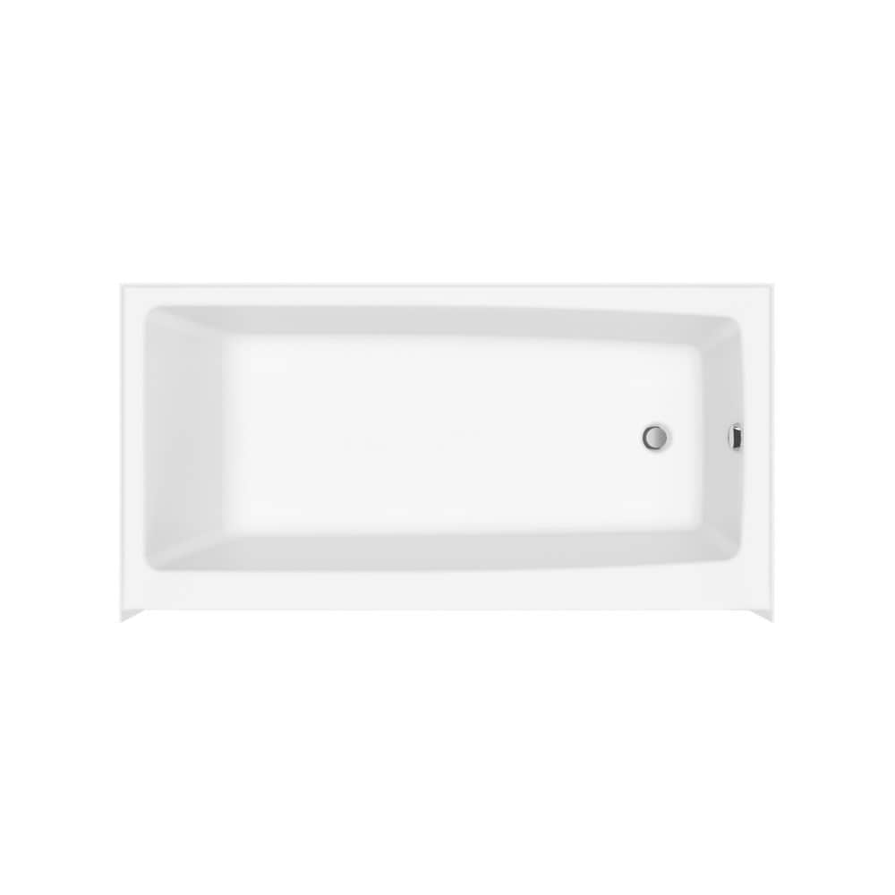 Nomad AFR 60-inch L x 30-inch W x 20-inch H AcrylX Rectangular Alcove Bathtub in White, Left Drain, with 12 5/8 inch Soaking Depth