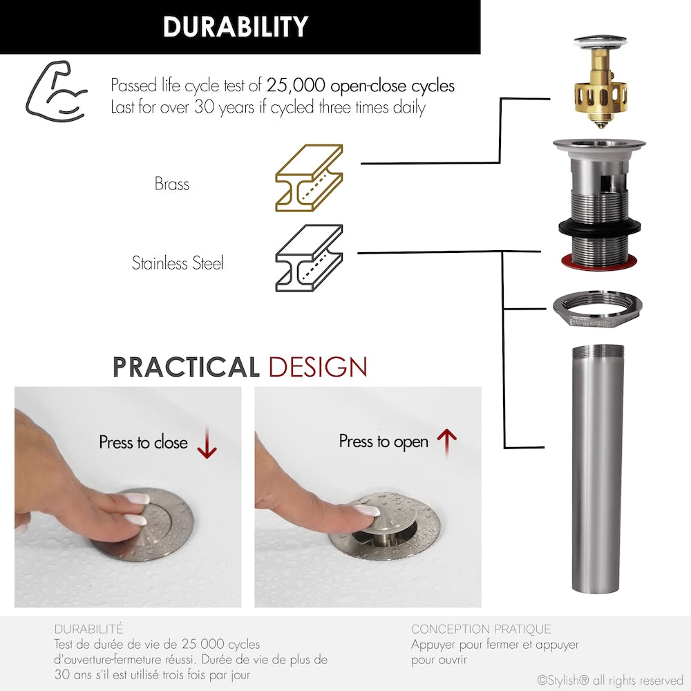 Brushed Nickel Pop-Up Bathroom Sink with Overflow