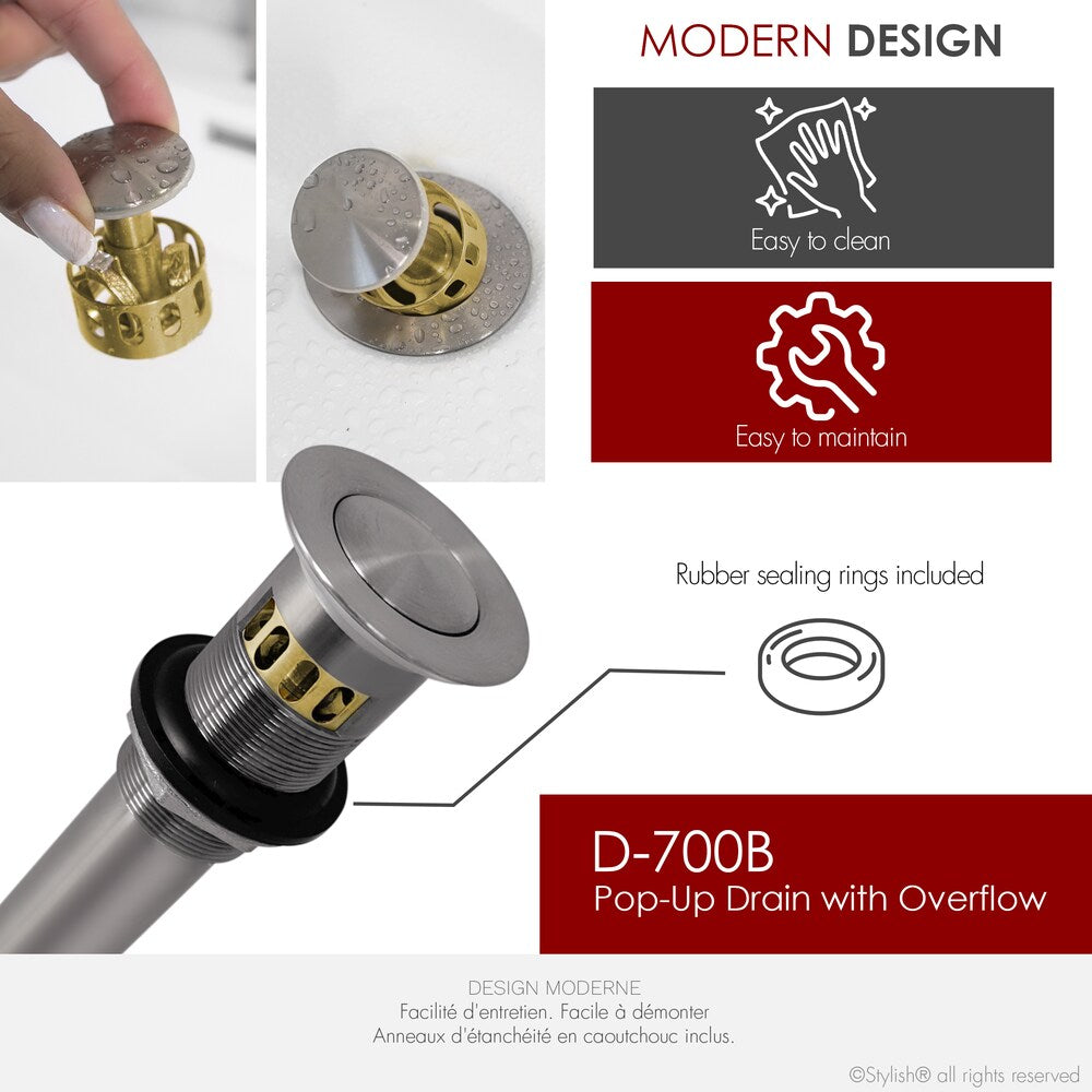 Brushed Nickel Pop-Up Bathroom Sink with Overflow