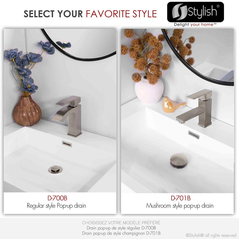 Brushed Nickel Pop-Up Bathroom Sink with Overflow