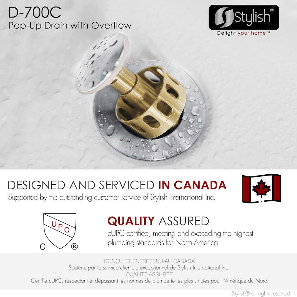 Polished Chrome Pop-Up Bathroom Sink with Overflow