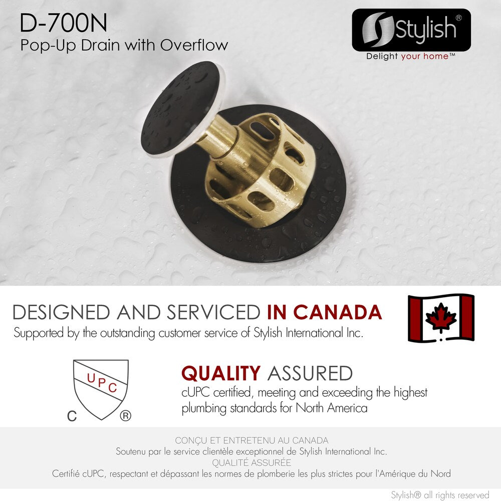 Black Matte Pop-Up Bathroom Sink with Overflow