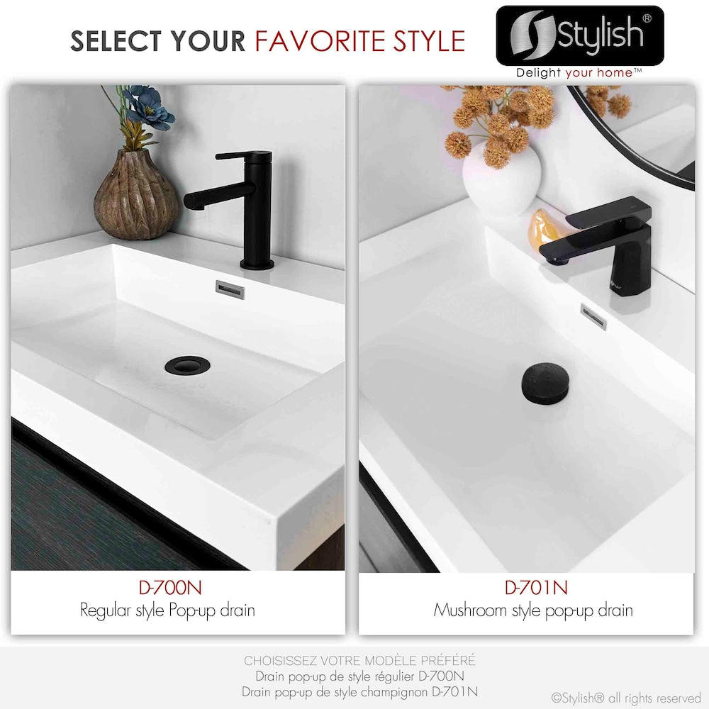 Black Matte Pop-Up Bathroom Sink with Overflow