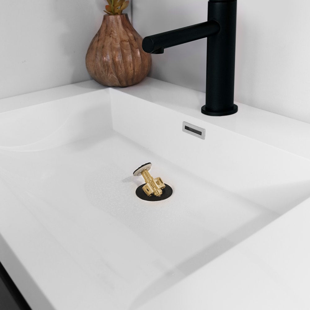 Black Matte Pop-Up Bathroom Sink with Overflow