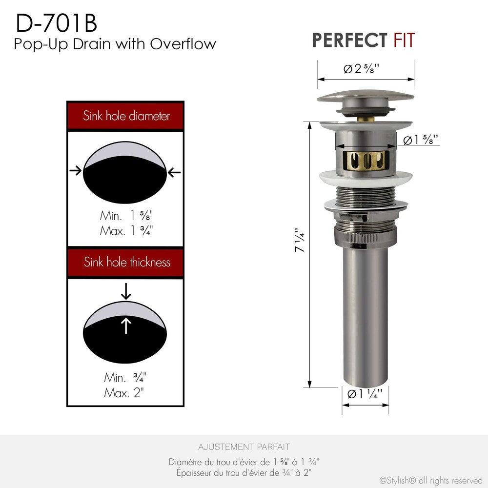 Brushed Nickel Pop-Up Bathroom Sink with Overflow