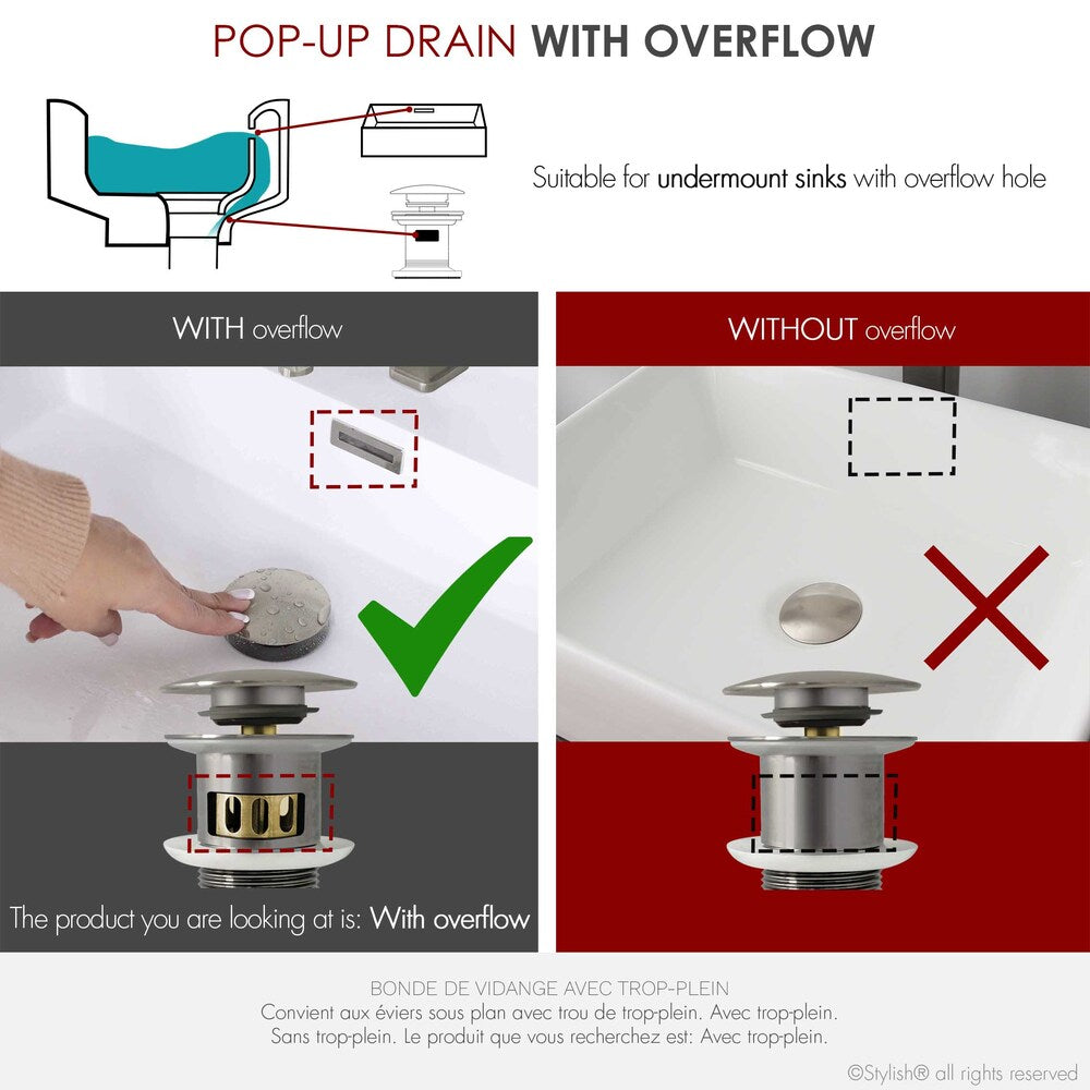 Brushed Nickel Pop-Up Bathroom Sink with Overflow