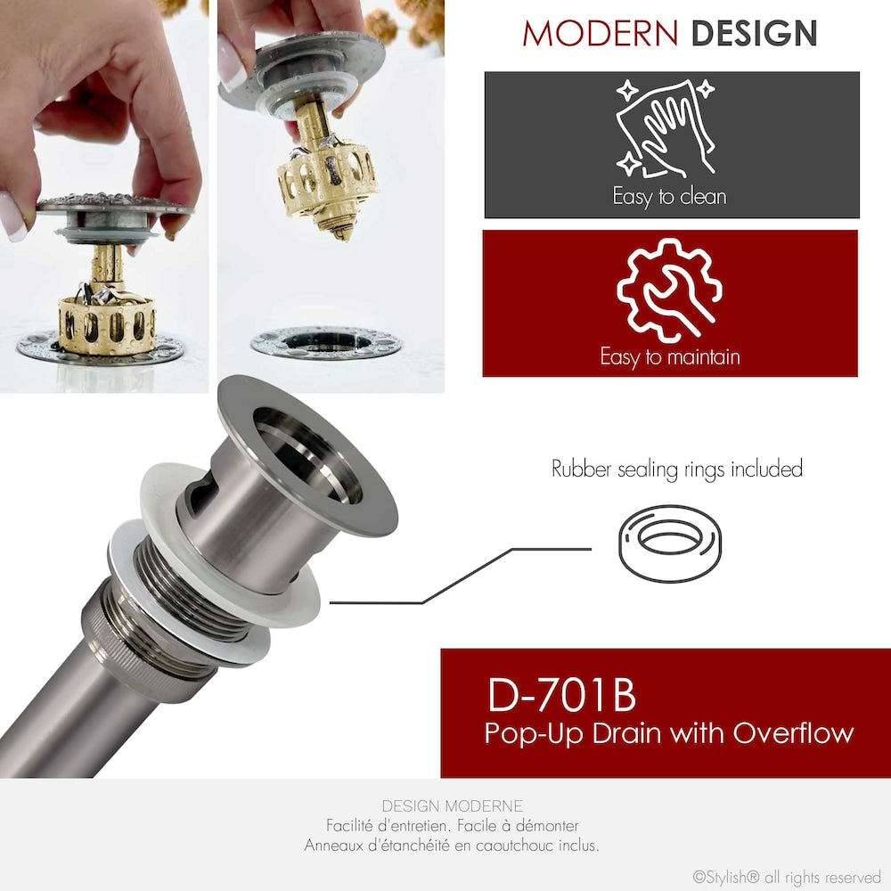 Brushed Nickel Pop-Up Bathroom Sink with Overflow