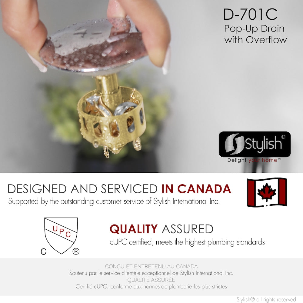 Polished Chrome Pop-Up Bathroom Sink with Overflow