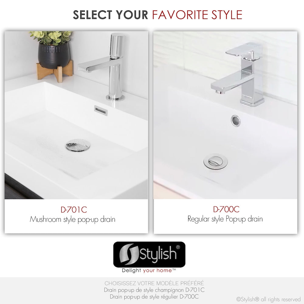 Polished Chrome Pop-Up Bathroom Sink with Overflow