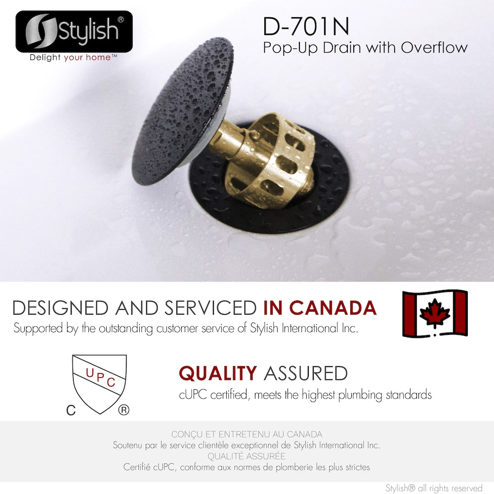 Black Matte Pop-Up Bathroom Sink with Overflow