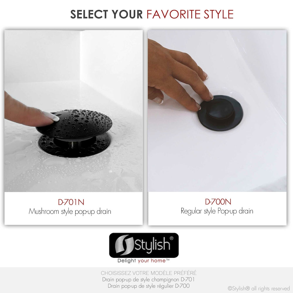 Black Matte Pop-Up Bathroom Sink with Overflow