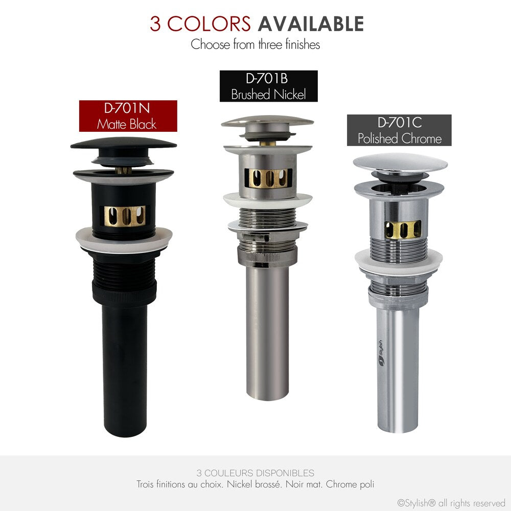 Black Matte Pop-Up Bathroom Sink with Overflow