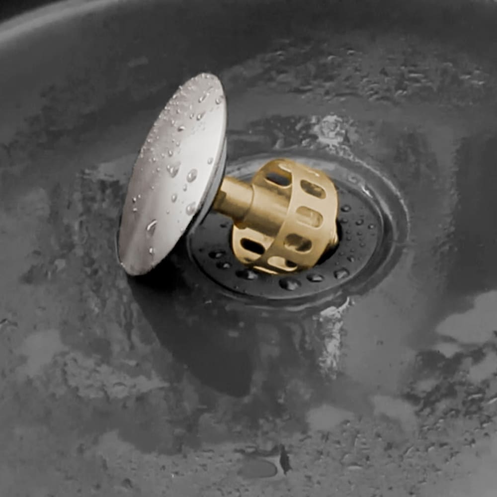 Brushed Nickel Pop-Up Bathroom Sink Drain without Overflow