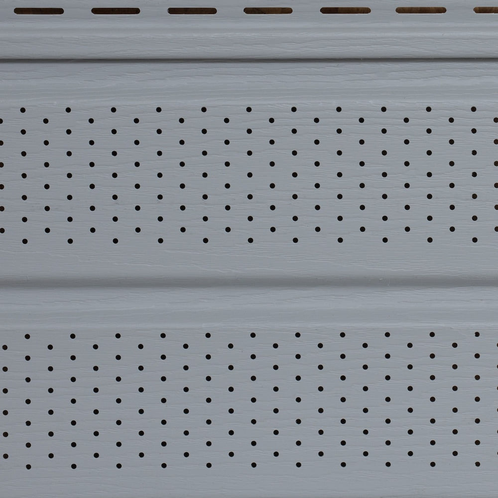Soffite ventilé en similibois (D5) Double accessoire de revêtement extérieur en vinyle gris Heritage de 5 po x 144 po (pièce)