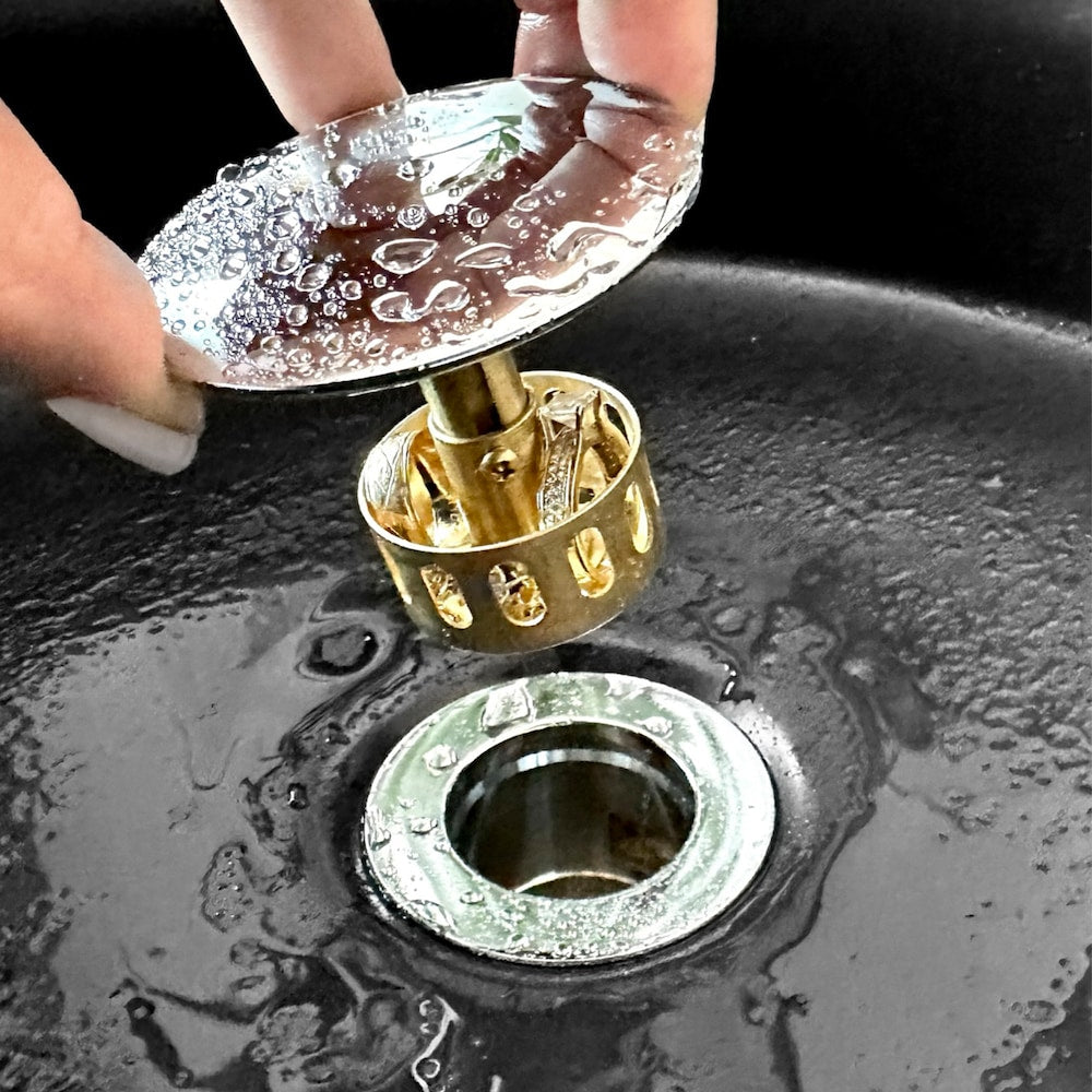 Polished Chrome Pop-Up Bathroom Sink Drain without Overflow
