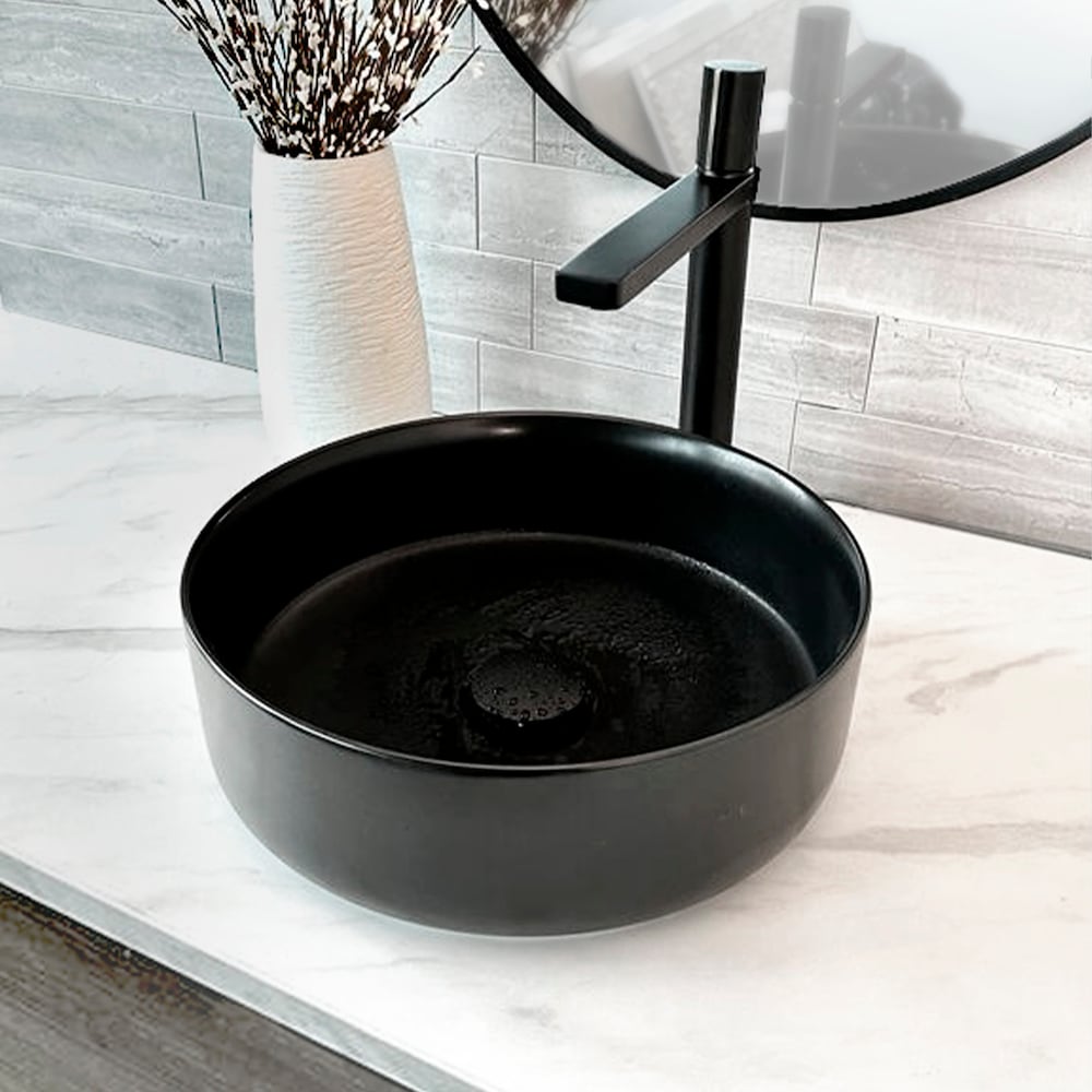 Black Matte Pop-Up Bathroom Sink Drain without Overflow
