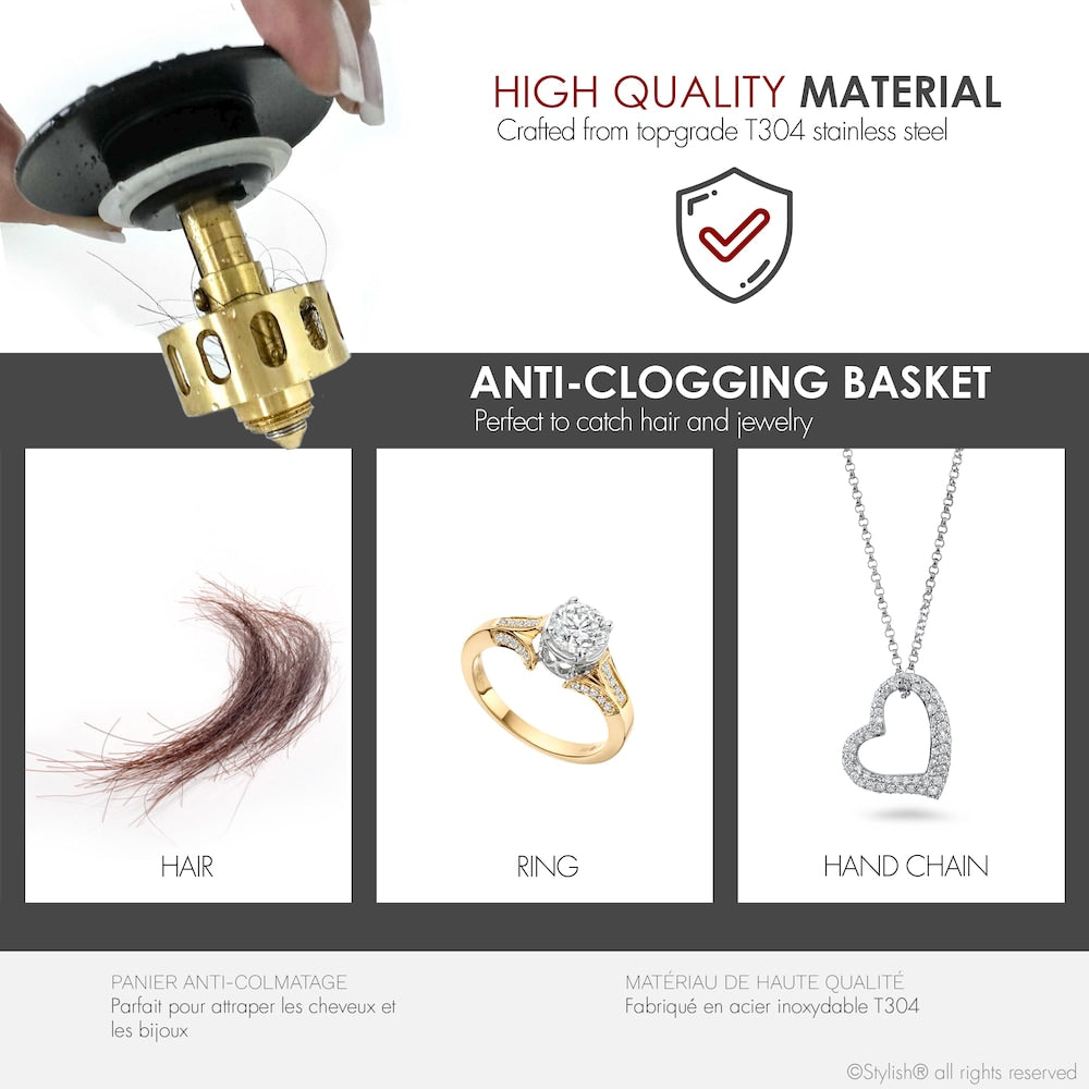 Black Matte Pop-Up Bathroom Sink Drain without Overflow