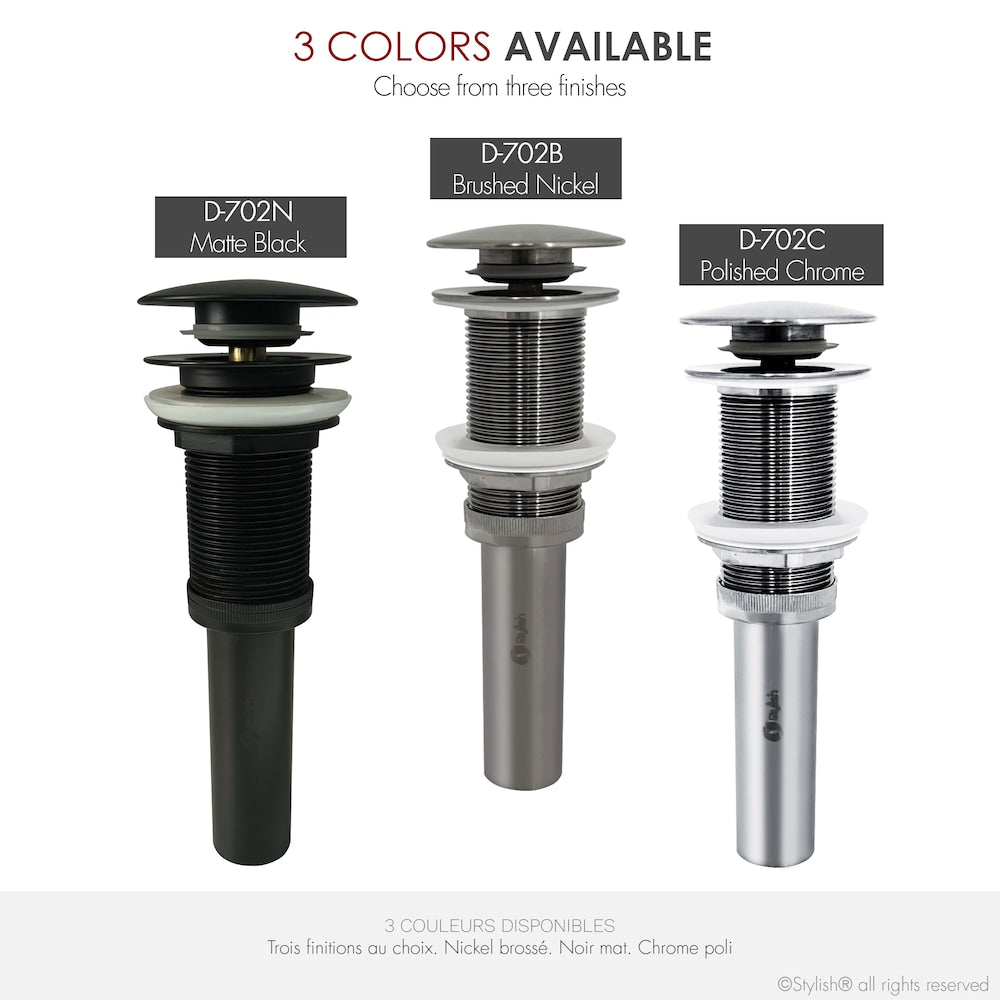 Black Matte Pop-Up Bathroom Sink Drain without Overflow