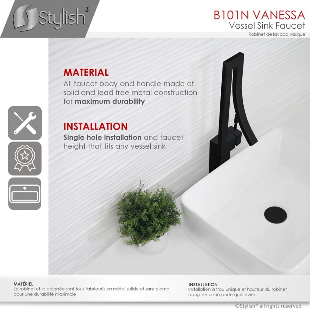 Modern Single Handle Bathroom Faucet in Matte Black