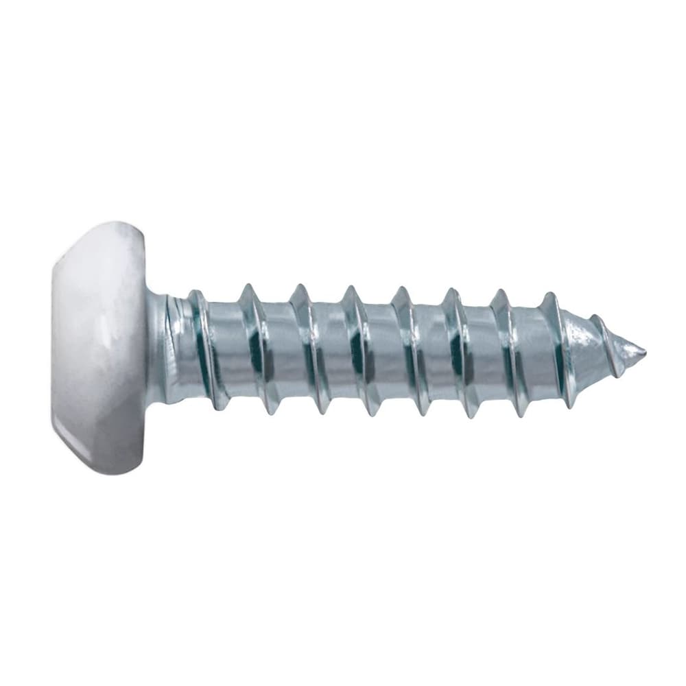 #8 x 5/8-inch Square Drive Pan Head White Sheet Metal Screw, 100pcs