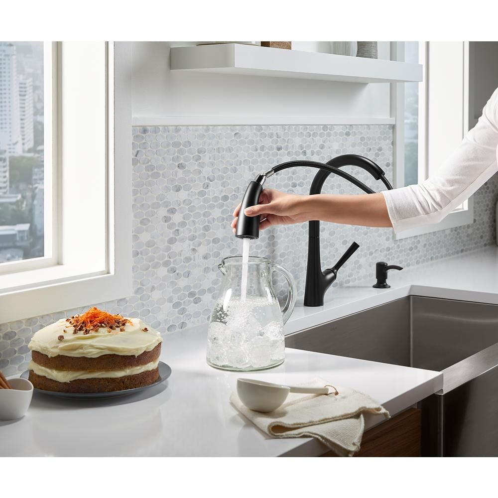 Elmbrook Single-Handle Pull-Down Sprayer Kitchen Faucet in Matte Black